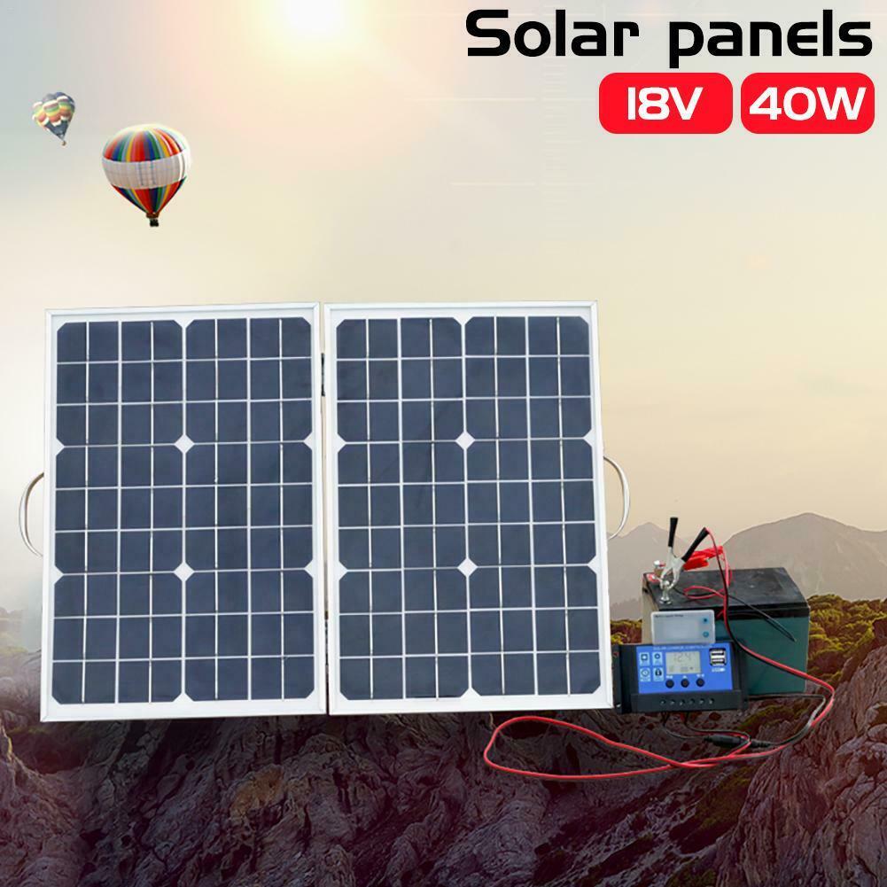 40W 18V Monocrystalline Folding Solar Panel Battery Charger