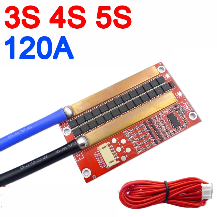 3S 4S 5S 12V 120A Ternary Li-ion Lipo LifePo4 Lithium Iron Phosphate Protection Board W Balance BMS High Current Inverter Motorcycle car start UPS QS-B305ABL-200A